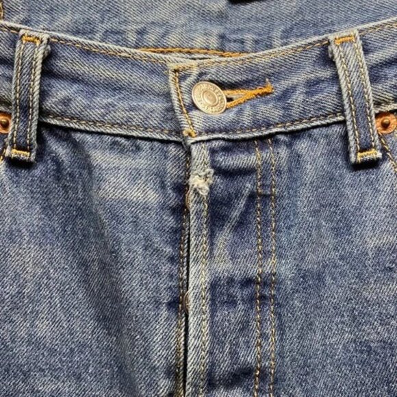 Vintage Levi’s 501XX Blank Tab Jeans Men's 34x31Blue Hemmed 30" Button Fly Denim - Picture 5 of 16